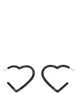 Marble Acrylic Heart Hoop Earrings ES700012 BLACK